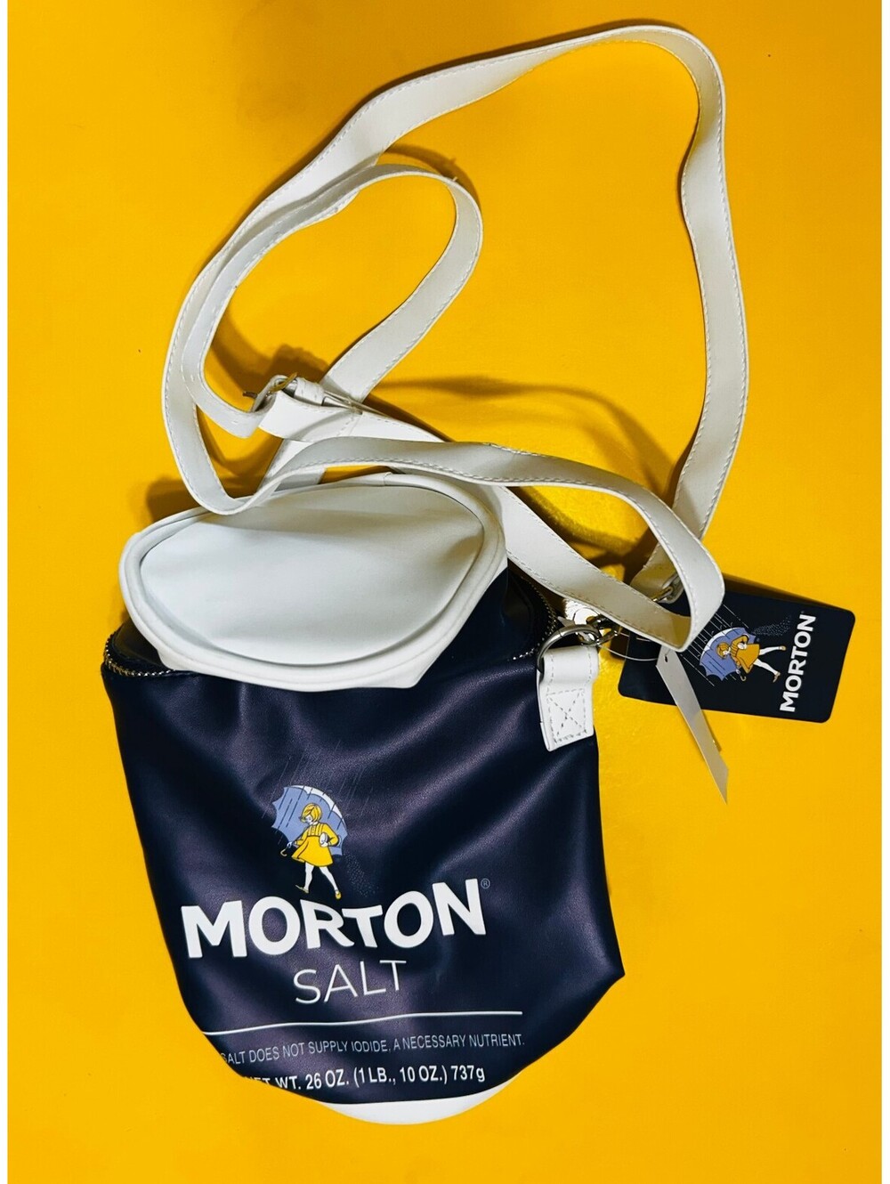 Morton Salt Girl Crossbody Bag Cylindrical Shoulder Purse Novelty Kitsch NWT